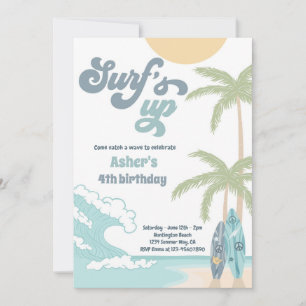 Surfen Sie Retro Surf Beach Geburtstagsparty Einladung
