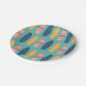 Surfen Sie rosa Surfbretter und Blume Pappteller (Schrägansicht)