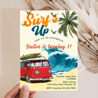 Surfen Sie Sun Shine Beach zum Geburtstag Einladung