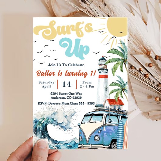 Surfen Sie Sun Shine Beach zum Geburtstag Einladung