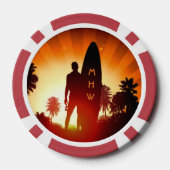 Surfen Sie Sunset Poker Chips für benutzerdefinier (Rückseite)