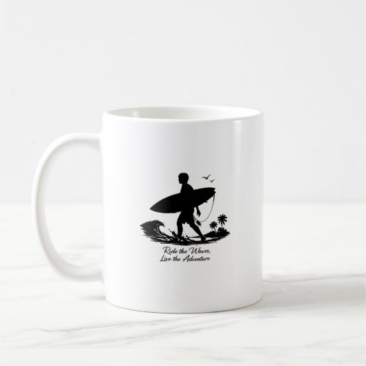 Surfen Silhouette Ride The Waves Abenteuer Design Kaffeetasse (Links)