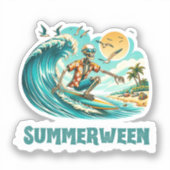 Surfen Skeleton Summerween Beach Vibes Aufkleber (Vorderseite)