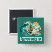 Surfen Skeleton Summerween Beach Vibes Button (Vorne & Hinten)