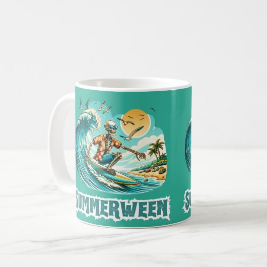 Surfen Skeleton Summerween Beach Vibes Kaffeetasse (Vorderseite Links)