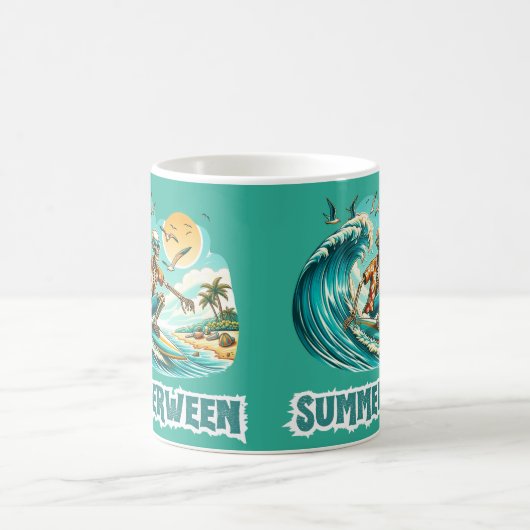 Surfen Skeleton Summerween Beach Vibes Kaffeetasse (Mittel)