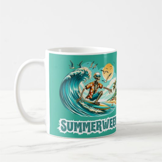 Surfen Skeleton Summerween Beach Vibes Kaffeetasse (Links)