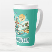 Surfen Skeleton Summerween Beach Vibes Milchtasse (Rechte Ecke)
