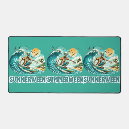 Surfen Skeleton Summerween Beach Vibes Schreibtischunterlage (Vorderseite)