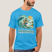 Surfen Skeleton Summerween Beach Vibes T-Shirt (Vorderseite)