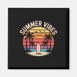 Surfen Sonnenuntergang Sommer Stimmung Retro Stran Magnet
