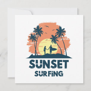 Surfen -Sonnenuntergang Surfen Einladung