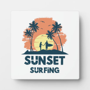 Surfen -Sonnenuntergang Surfen Fotoplatte