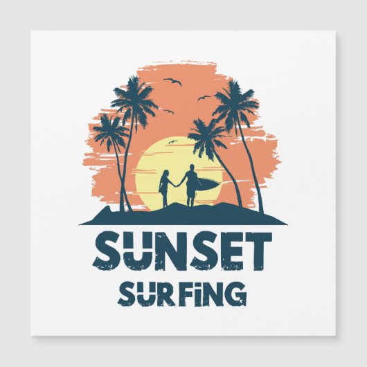 Surfen - Sonnenuntergang Surfen Magnetkarte (Vorderseite)