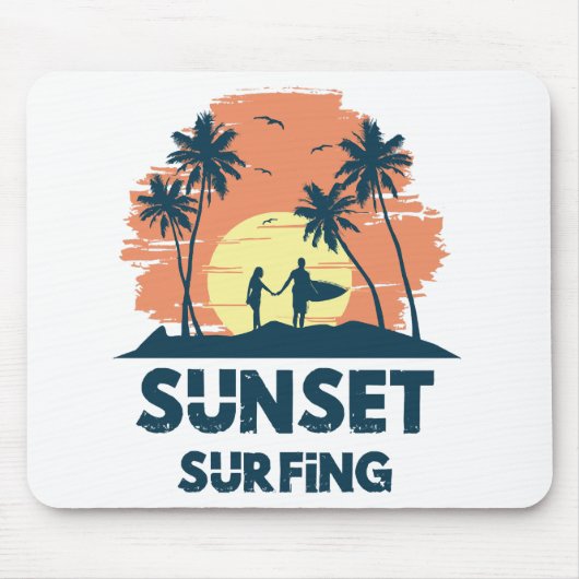 Surfen - Sonnenuntergang Surfen Mousepad (Vorne)