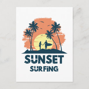 Surfen - Sonnenuntergang Surfen Postkarte