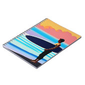 Surfen Stehend am Strand bei Sonnenuntergang Notizblock (Linke Seite)