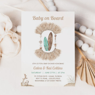 Surfen Strand Boho Baby an Bord Baby Shower Einladung