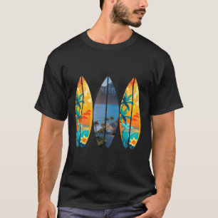 Surfen Strand Surfbrett Retro Tropisch Hawaii Palm T-Shirt