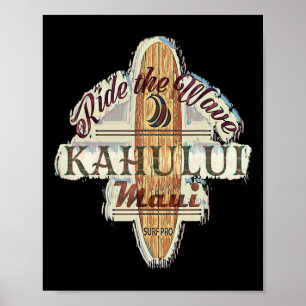 Surfen, Surfboard, Distressed Longboard Kahului M Poster