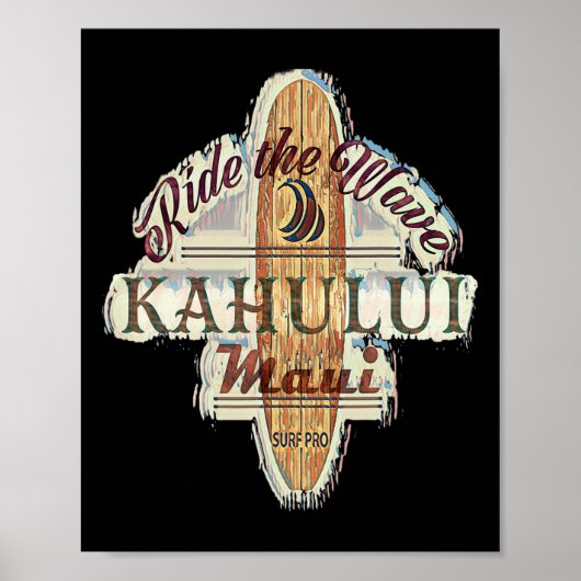Surfen, Surfboard, Distressed Longboard Kahului M Poster (Vorne)