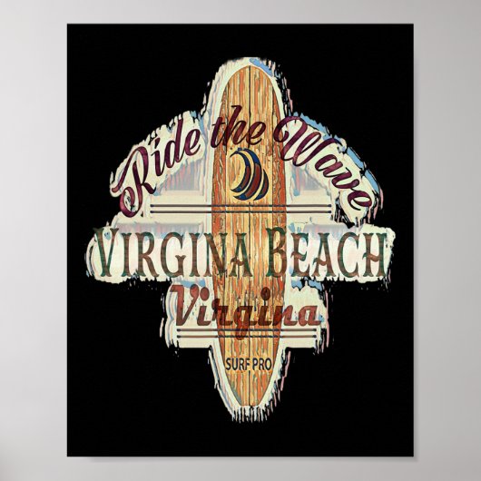 Surfen, Surfboard, Distressed Longboard Virginia Poster (Vorne)