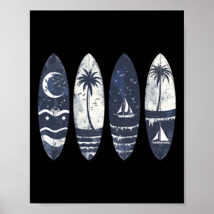 Surfen Surfboard Vintage Retro Surfer Strand Poster