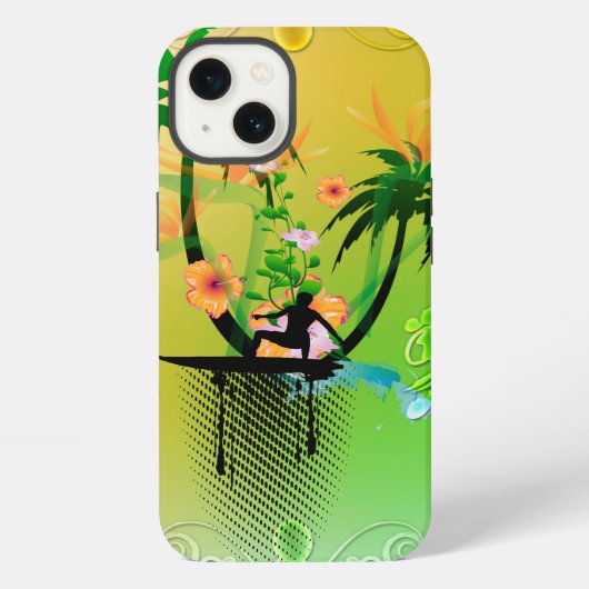 Surfen, Surfen mit Pflaume iPhone Hülle (Rückseite)