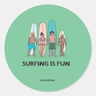 Surfen/Surfen - Surfen macht Spaß Runder Aufkleber