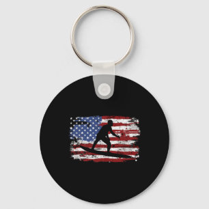 Surfen Surfer USA-Flagge Vintage Schlüsselanhänger