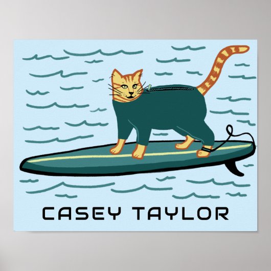 SURFEN Tabby Katze Funny Niedlicher INDIVIDUELLE N Poster (Vorne)