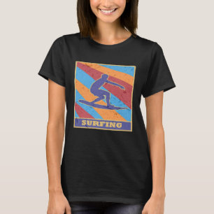 Surfen Vintag Retro Farben Surfen Wave Beach Sur T-Shirt
