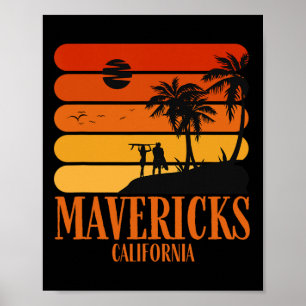 Surfen Vintage Mavericks Beach Kalifornien Retro S Poster