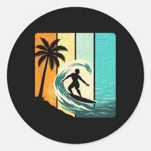 Surfen - Vintage Surfen Sommer Runder Aufkleber