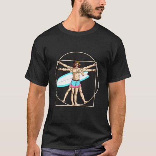 Surfen Vitruvian Man Surf T-Shirt (Vorderseite)