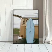 Surfen | Volkswagen Beach Malerei mit Surfbrett Poster