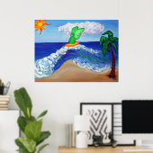 Surfen von Angel Raphael Riding Healing Waves Poster (Heimbüro)