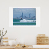 Surfen vor den Wolkenkratzern Poster (Küche)