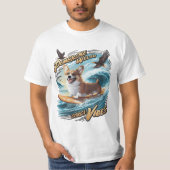 Surfen Walisischer Corgi fängt große Welle T-Shirt (Vorderseite)