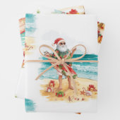 Surfen Weihnachten mit Weihnachtsmann Geschenkpapier Set (Beispiel)