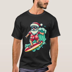 Surfen Weihnachtsmann Tropischer Weihnachtsurlaub T-Shirt