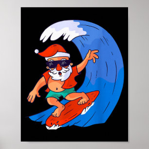 Surfen Weihnachtsmann Weihnachten X-mas Geschenk Poster