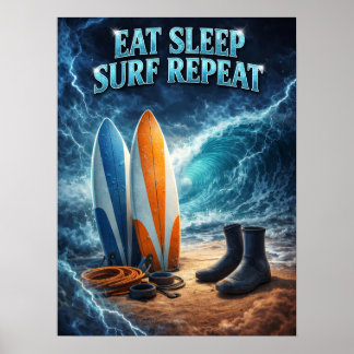 Surfen Wellen Neon Geist Poster