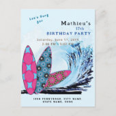 Surfen wir am Strand Geburtstagsparty Postkarte (Vorderseite)