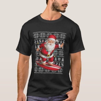 Surfen Xmas Sweater Style Ugly Santa Surfing Chri T-Shirt