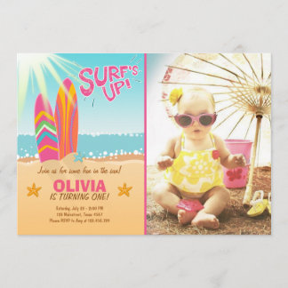 Surfen zum Geburtstag Einladung Surf's Up Beach Gi