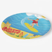 Surfen zum Geburtstag Pappteller (Schrägansicht)