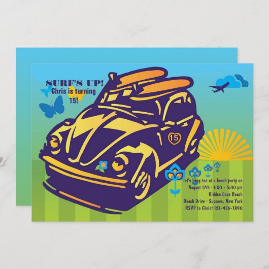 Surfende Buggy-Einladung Einladung (Vorne/Hinten)