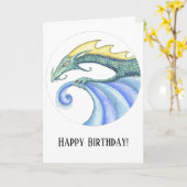 Surfende Drache-Geburtstagskarte Karte (Gelbe Blume)