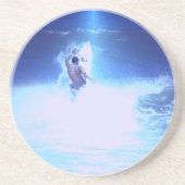 Surfende große Wellen-Untersetzer Sandstein Untersetzer (Vorne)